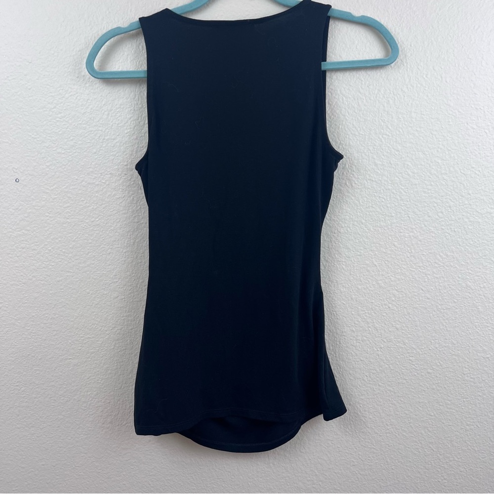White House Black Market Embellished Black Tank Top Side Runching XSmall - Picture 3 of 3